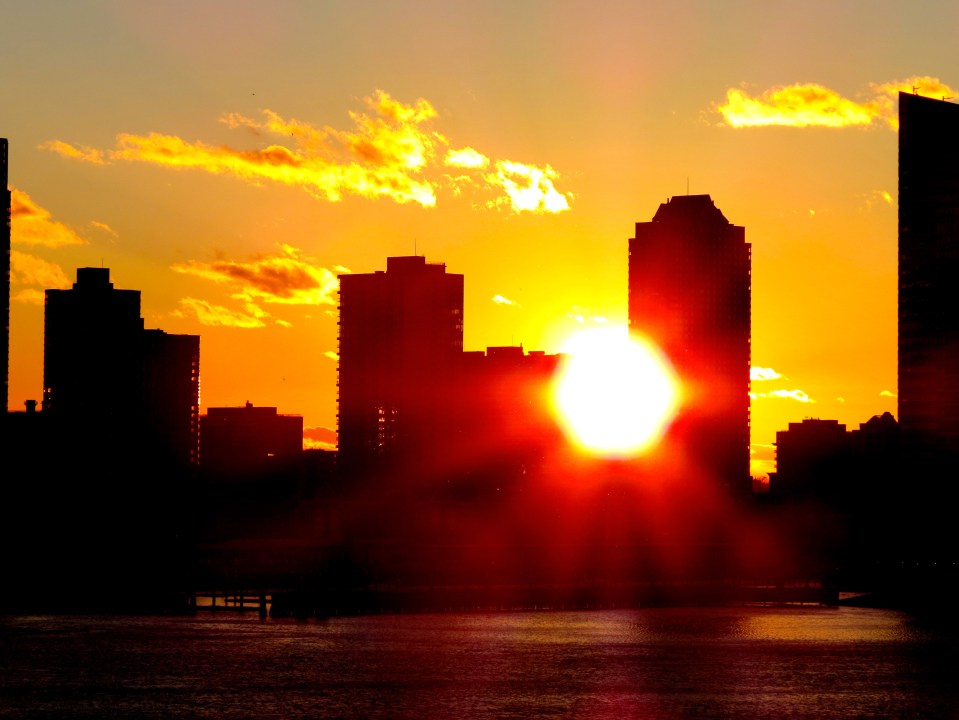 Sun setting on the New Jersey side.