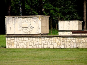 Barrack markers for the new camp.