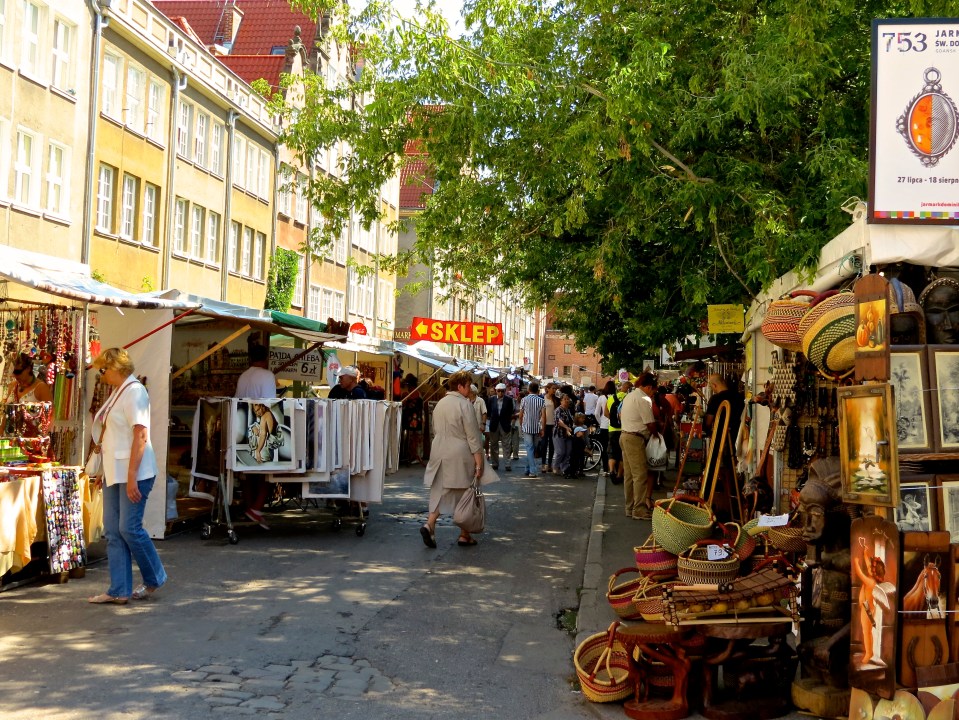 The seasonal open air market in the streets of Gdansk.