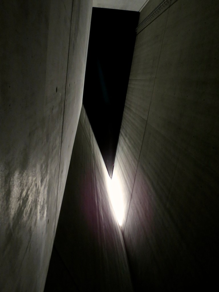 Looking up inside the Holocaust Tower.