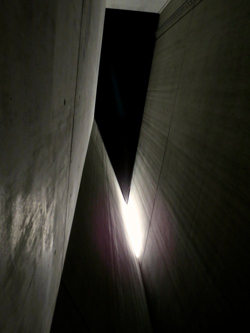 Looking up inside the Holocaust Tower.
