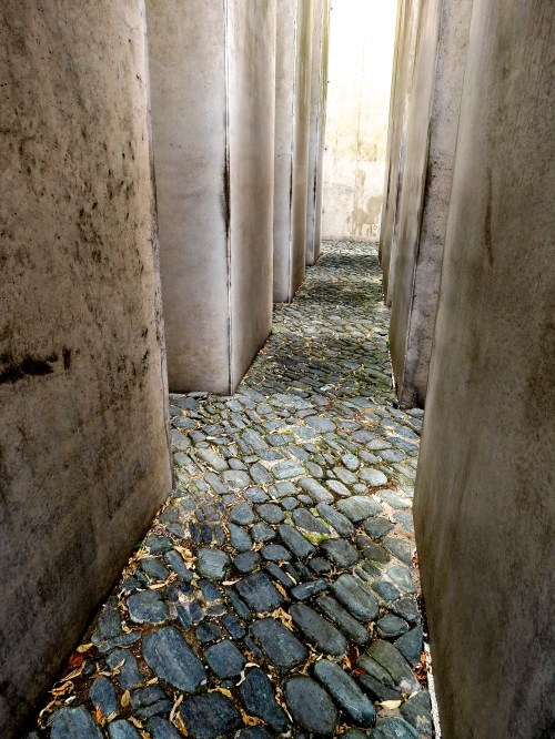Walking through the Garden of Exile in the Jewish Museum, Berlin.