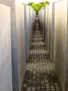 Inside the grid of the Holocaust Memorial.