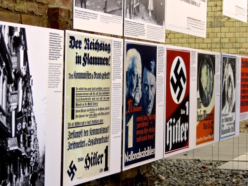 Topographie des Terrors and behind it, the remaining walls of SS and Gestapo headquarters.
