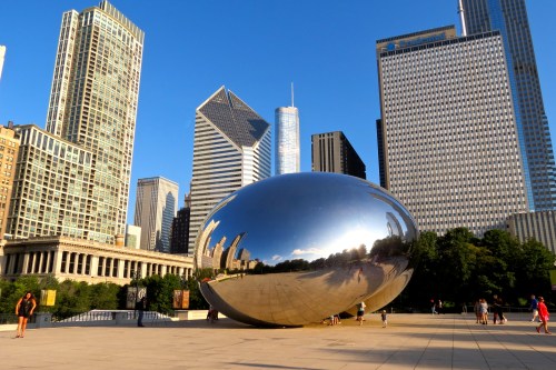 Cloud Gate by artist Anish Kapoor in Millennium Park. Better known as 'the Bean'.