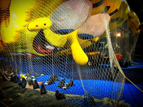 2008 Spongebob beign inflated for the Macy's Thanksgiving Day Parade.