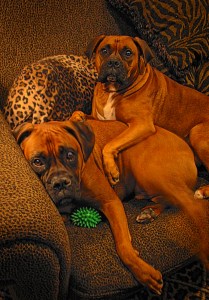 Laying on Cash, Snuggling as usual. (2006)