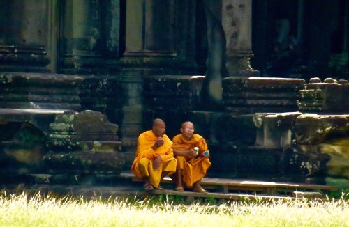 Monks can be seen throughout Angkor Wat.