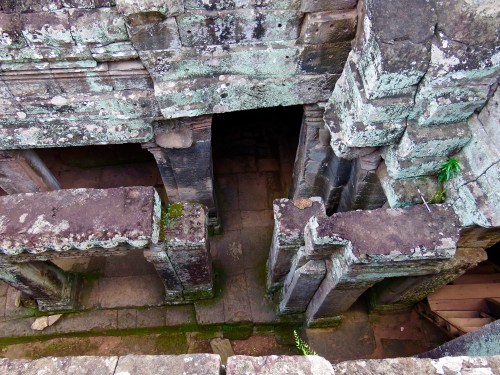 Looking down in the maze of pathways at Angkor Thom.