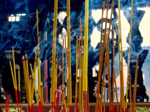 Inside a temple in Ho Chi Minh City.