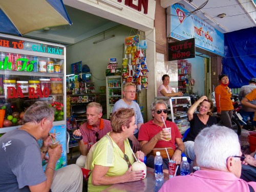 Our group taking a refreshment break during our tour.