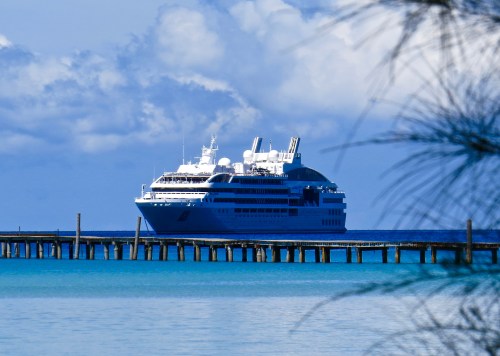 Our ship, Le Soleal from the beach.