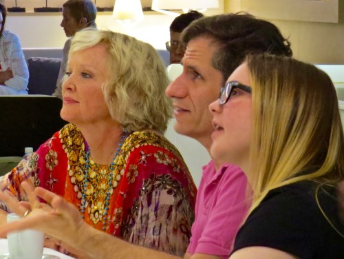 Christine Ebersole and Seth Rudetsky (with daughter Juli) signing autographs.