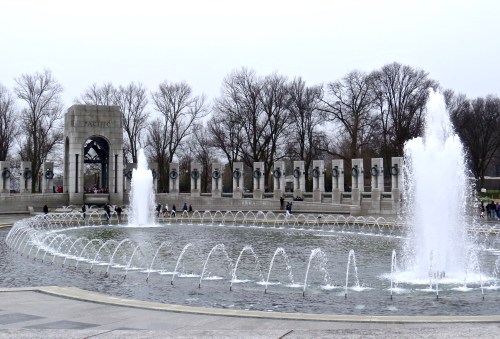 A view of the WWII Memorial on the National Mall in Washington D.C.