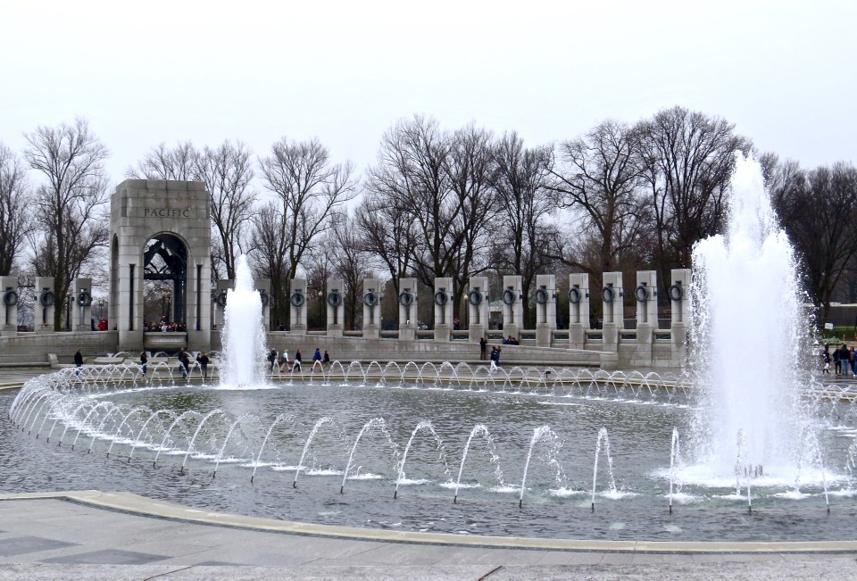 A view of the WWII Memorial on the National Mall in Washington D.C.
