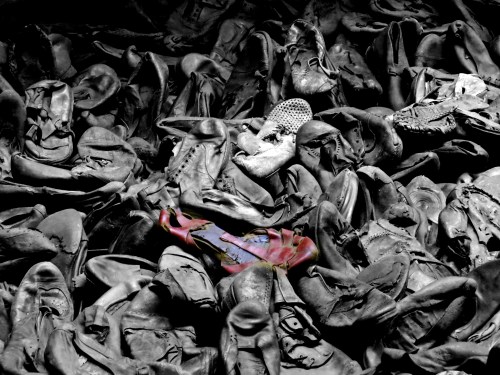 The exhibit Victims' Shoes in the United States Holocaust Museum.
