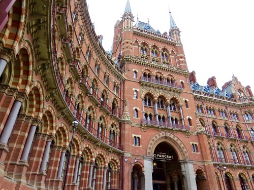 The Victorian Gothic entrance designed by Douglas Gilbert Scott.