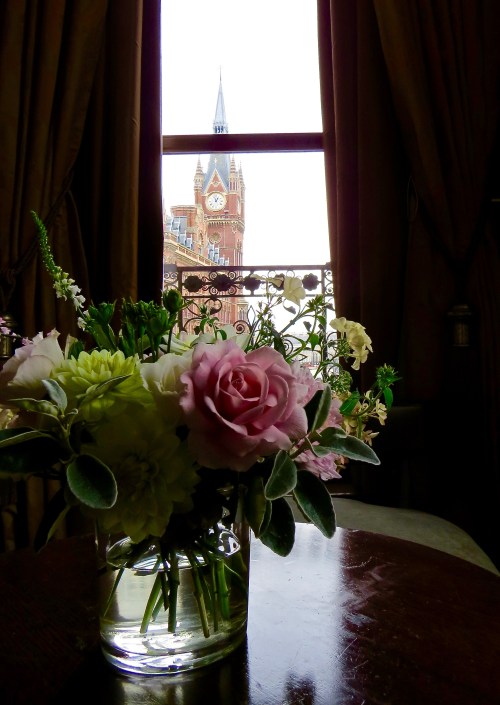 Fresh flowers and a view of the Clock Tower.