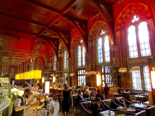 Inside the Booking Office Bar & Restaurant, once the ticketing office for train passage.