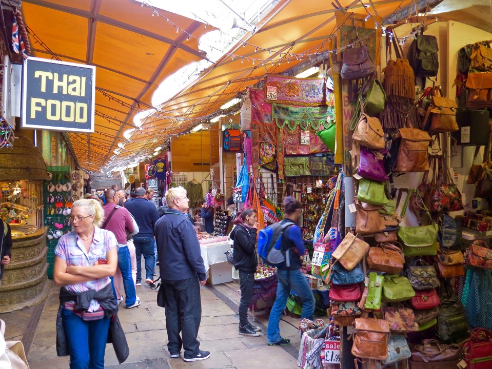 Outdoor stalls at London's Camden Market.