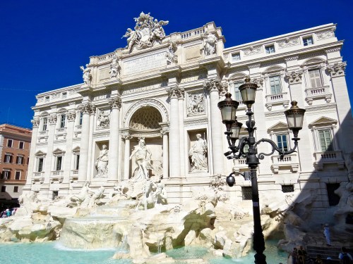 The Trevi Fountain in the Piazza di Trevi.