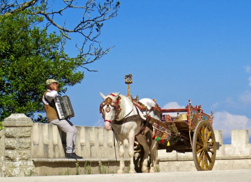 A vendor stopped by the castle.