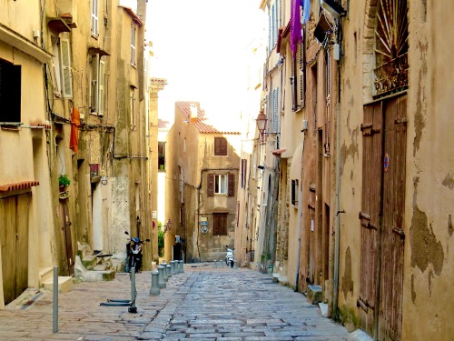 A typical street in Bonifacio, Corsica.