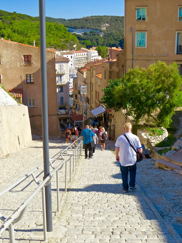 Starting the steep descent from the top of Bonafacio.