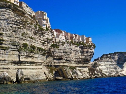 Bonifacio sitting high on the linestone cliffs of Corsica.