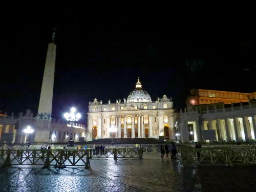 St. Peter's Square at night.