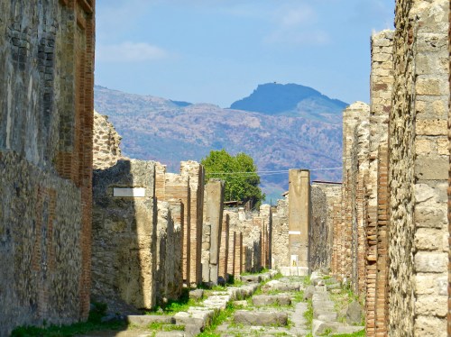 Ruins of one of the streets in Pompeii.